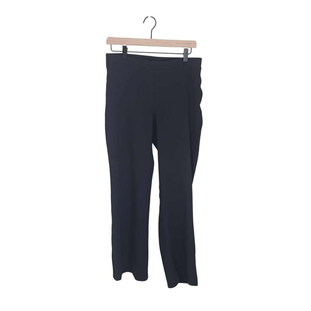 Quince Ponte Knit Pull On Bootcut Work Pants Navy Large 30 Stretch